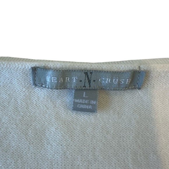 Heart N Crush Pointelle White Knit Coquette Bow Sweater Top, L‎ - Picture 7 of 8